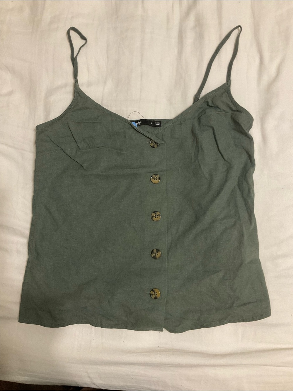 Sportsgirl Olive Button-Down Spaghetti Strap Cami